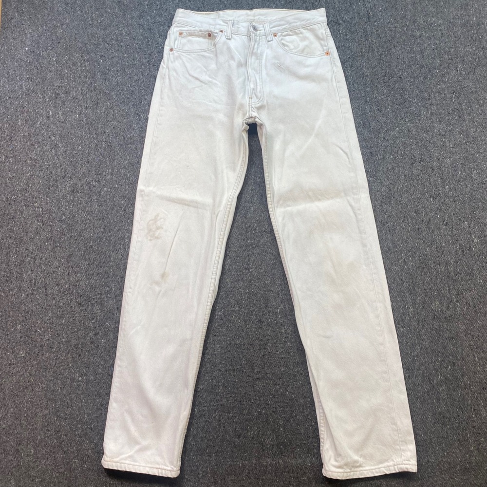 Levi 501 Jeans Sz 32 Mens White Skater Vintage 90s Made in USA Button Fly Denim